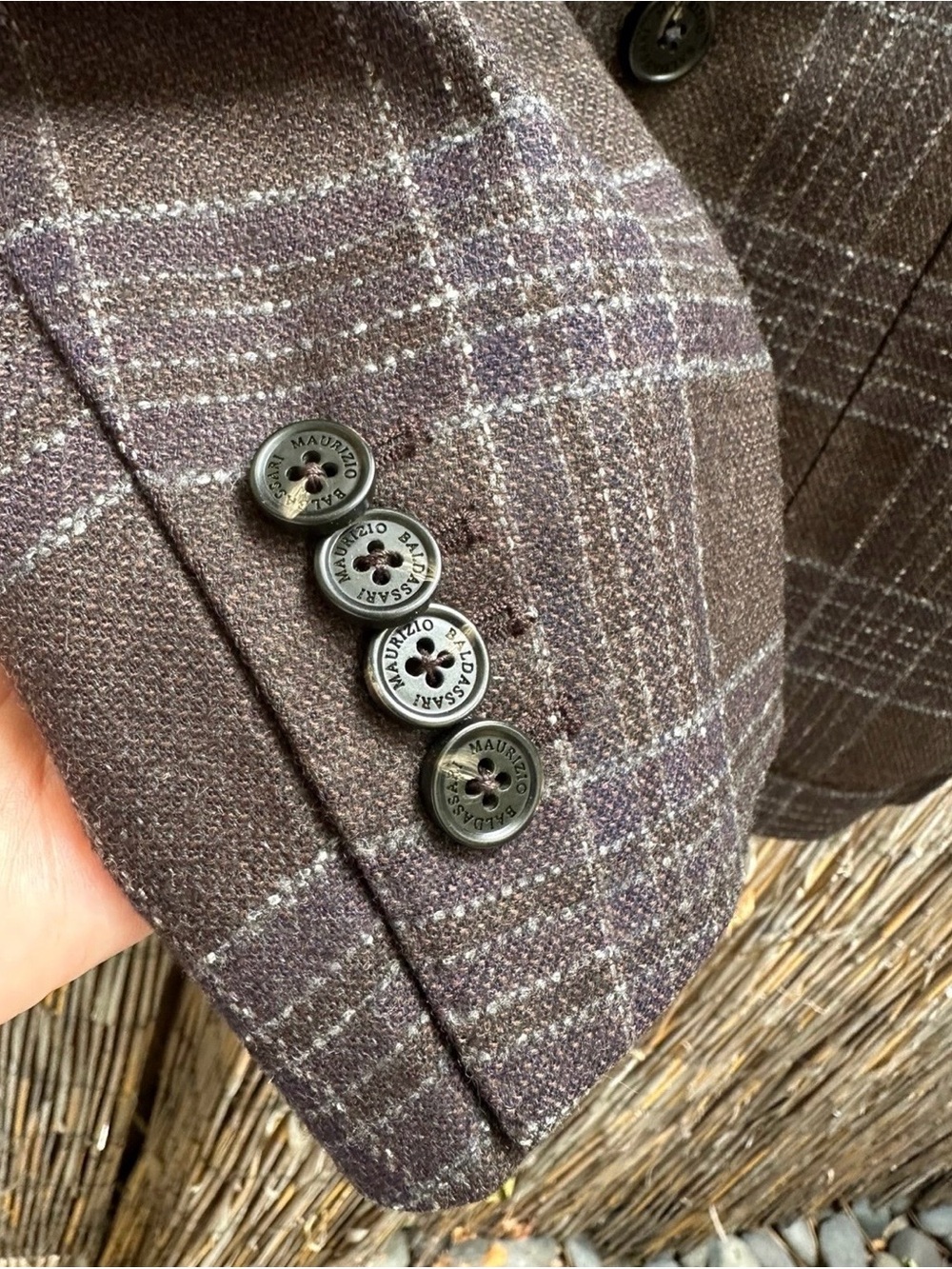 Maurizio Baldassari Men's Brown Plaid Wool Blazer - Classic Tailored Fit - Picture 3 of 9